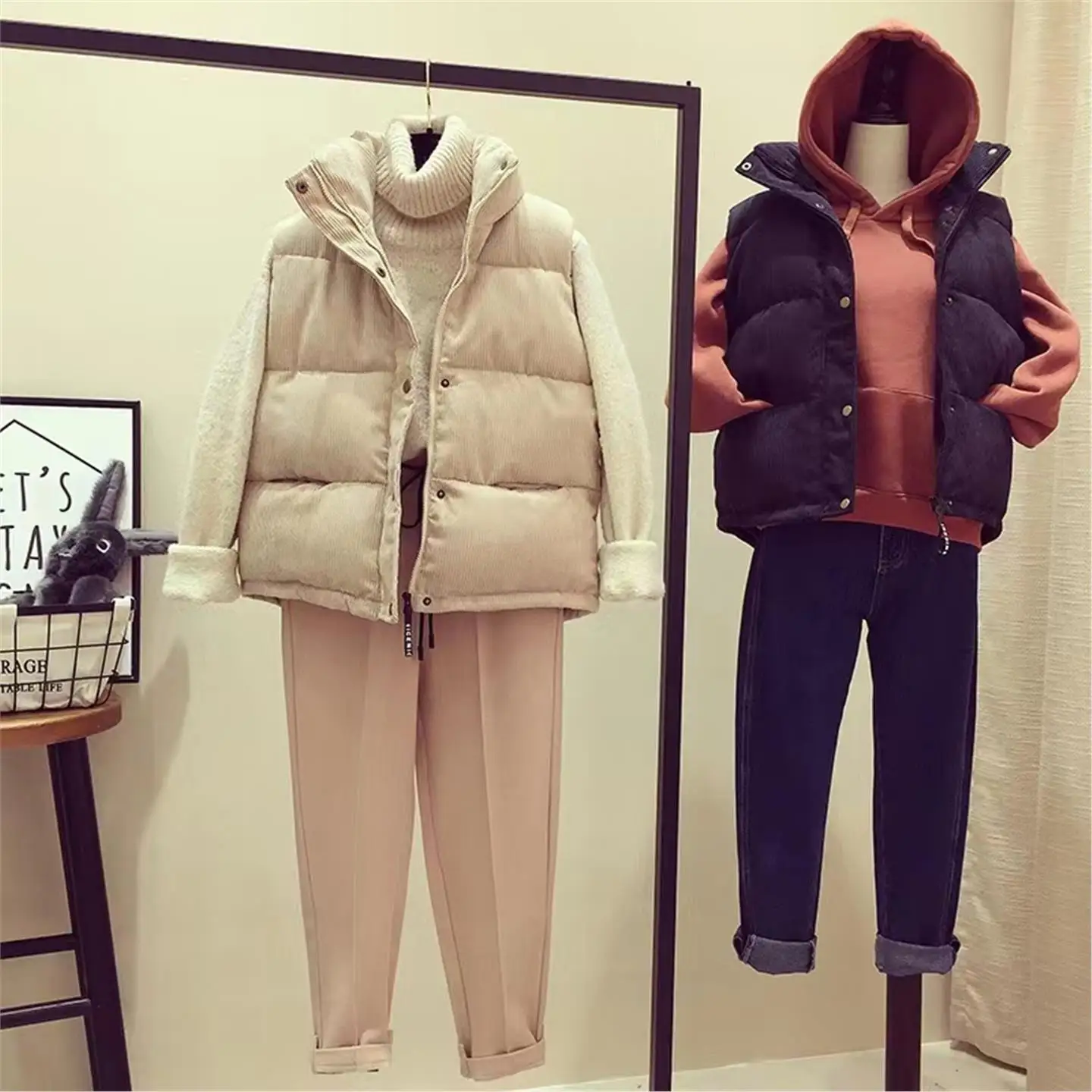 

Women's Autumn Winter down Cotton Brand Buckle Jacket Commute Style Pocket Detail Short Length Color Zipper Closure
