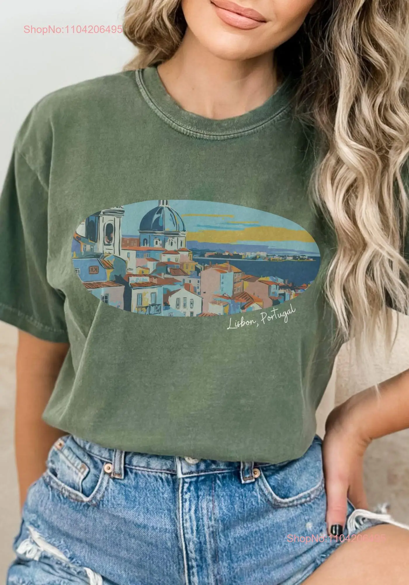 Lisbon Portugal T Shirt Portuguese Tile ArT Lisboa Vacation European City Travel long or short sleeves