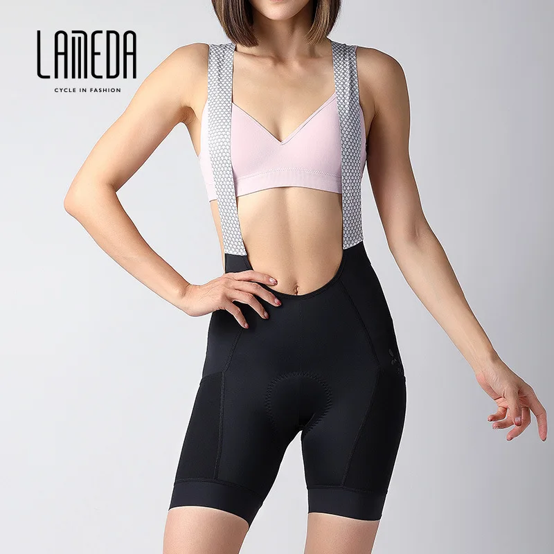 Lambda Women's Cycling Bib Short Belt Pocket Bicycle Breathable Shorts Slim Cycling Pants