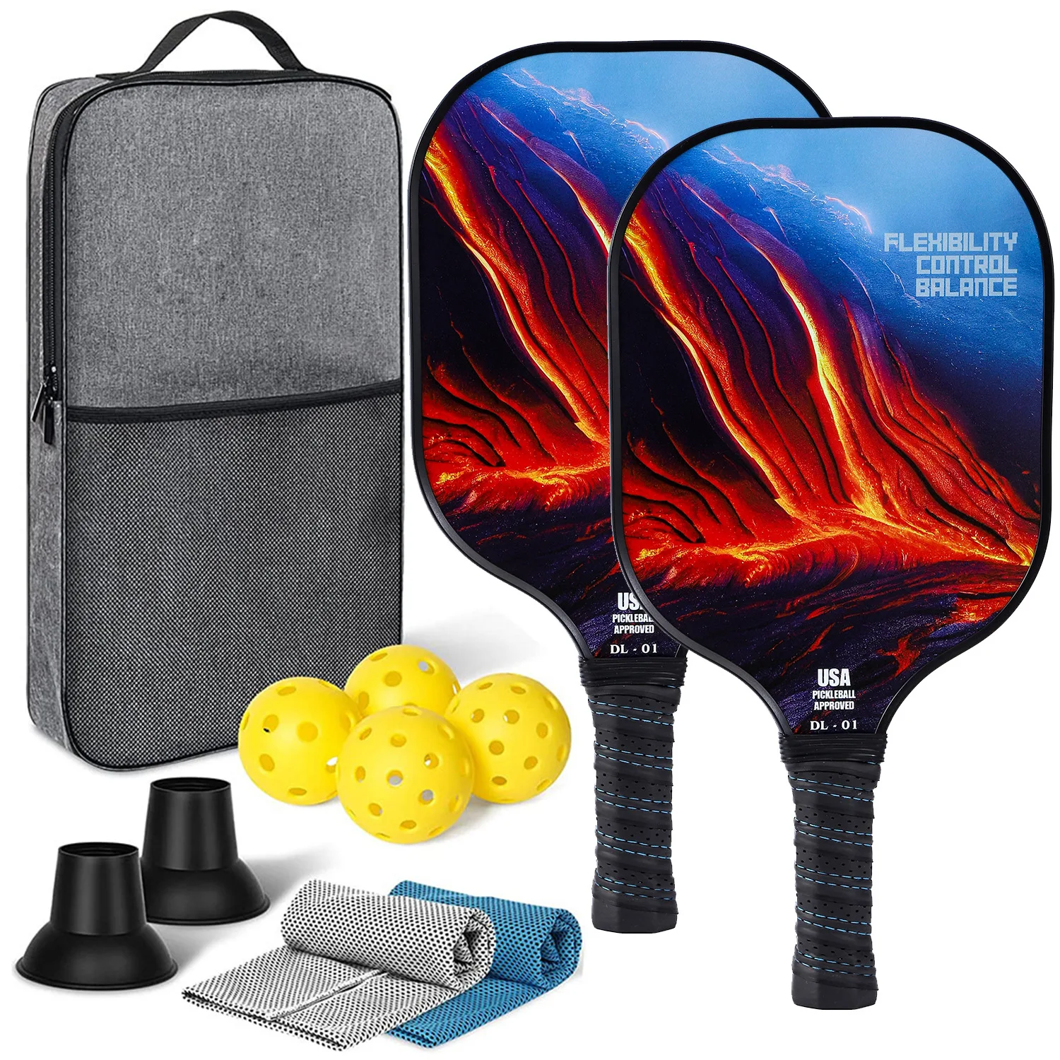 USAPA-fibra de carbono Pickleball Paddle para a escola, fibra de vidro, Honeycomb, certificado, alta qualidade, novo, 2024