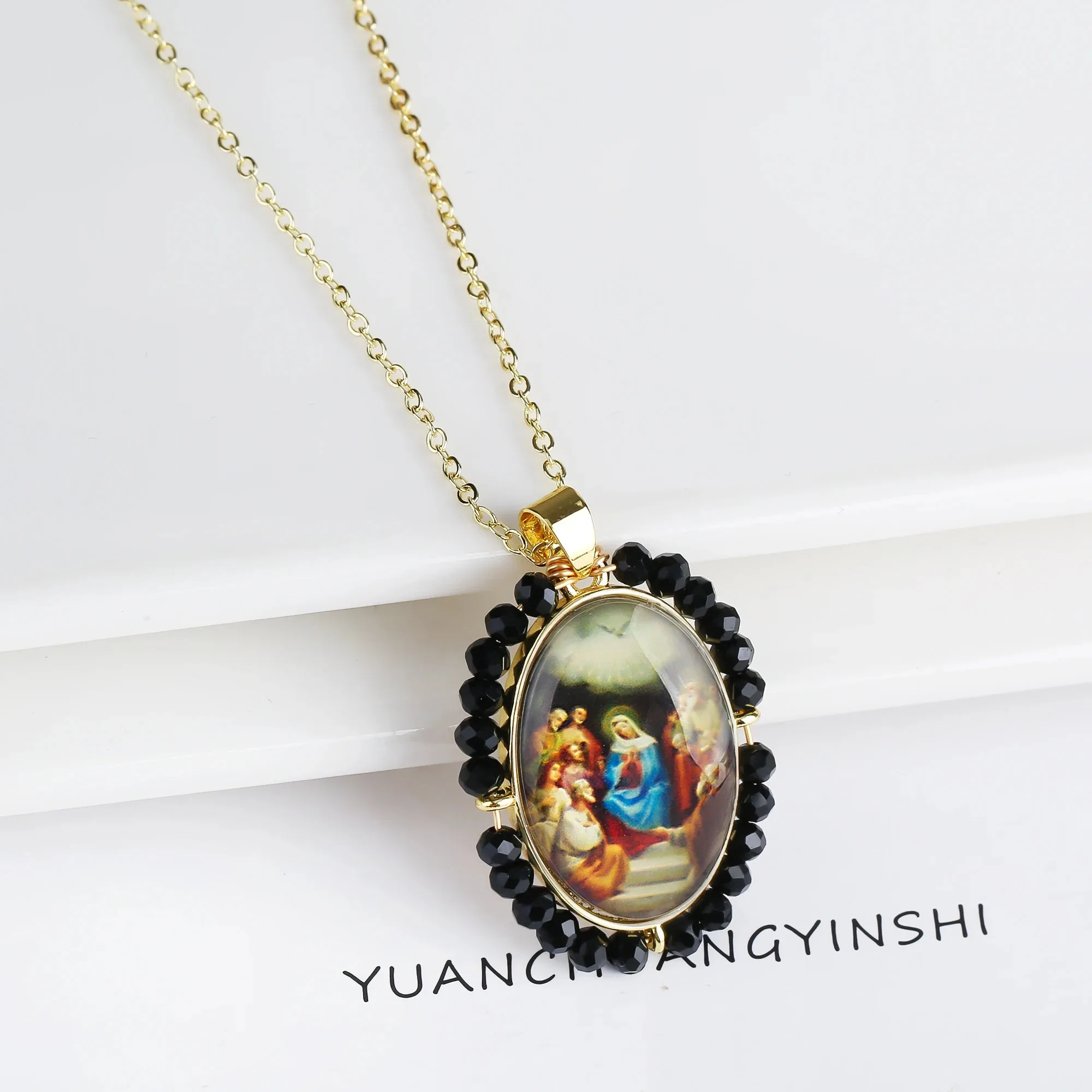 New handmade Religious Jesus Virgin Mary Photo Pendant necklace Multicolor Charm Necklace for Men and Women pendant Jewelry Gift