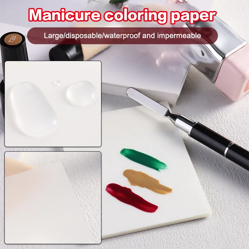 50Pcs Disposable Nail Color Painting Multi-functional Gel Paper Palettes Transparent Waterproof Manicure Tools