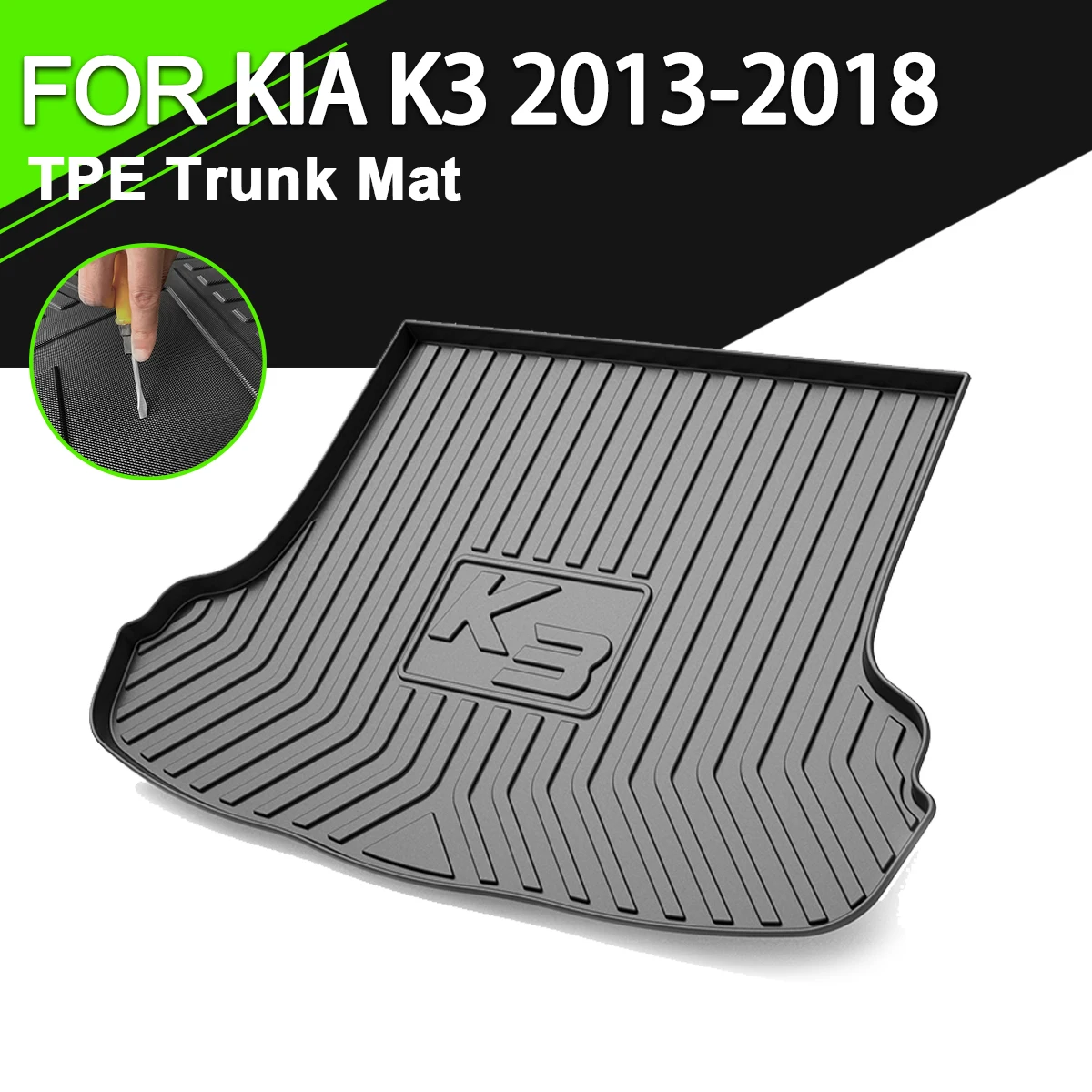 

Trunk Mat TPE FOR KIA K3 2013-2018 Car Waterproof Non-Slip Rubber Cargo Liner Accessories