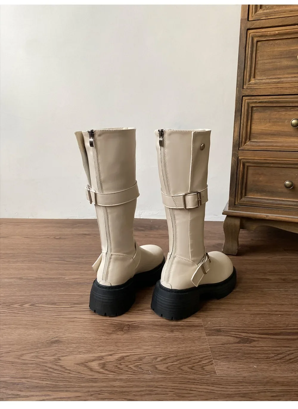Winter Women Knight High Boots Fashion Back Zippers Ladies Elegant Platform Long Booties Short Plush Women\'s Footwear