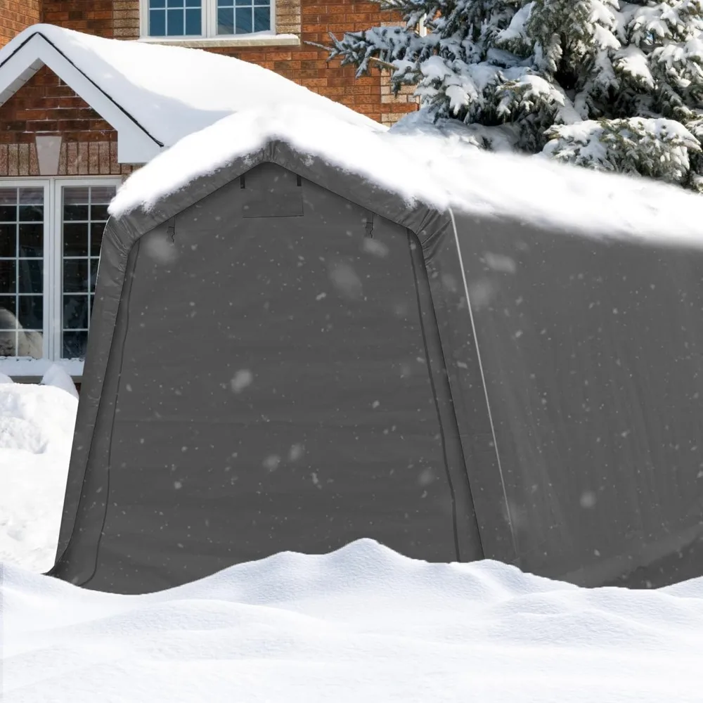 8x14 Ft Outdoor Storage Shelter, Waterproof with Roll-up Zipper Door and Ventilated Windows for Motorcycle, Bike, Tools