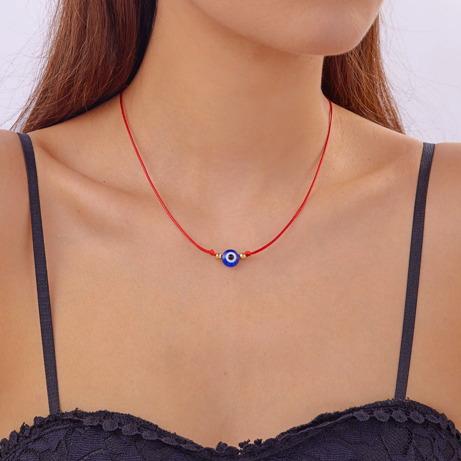 Minimalistische Lucky Red Rope Eye Anhänger Halsketten für Frauen Männer Mode Türkische Blaue Evil Eye Halsketten Party Schmuck Geschenke – Detail 17