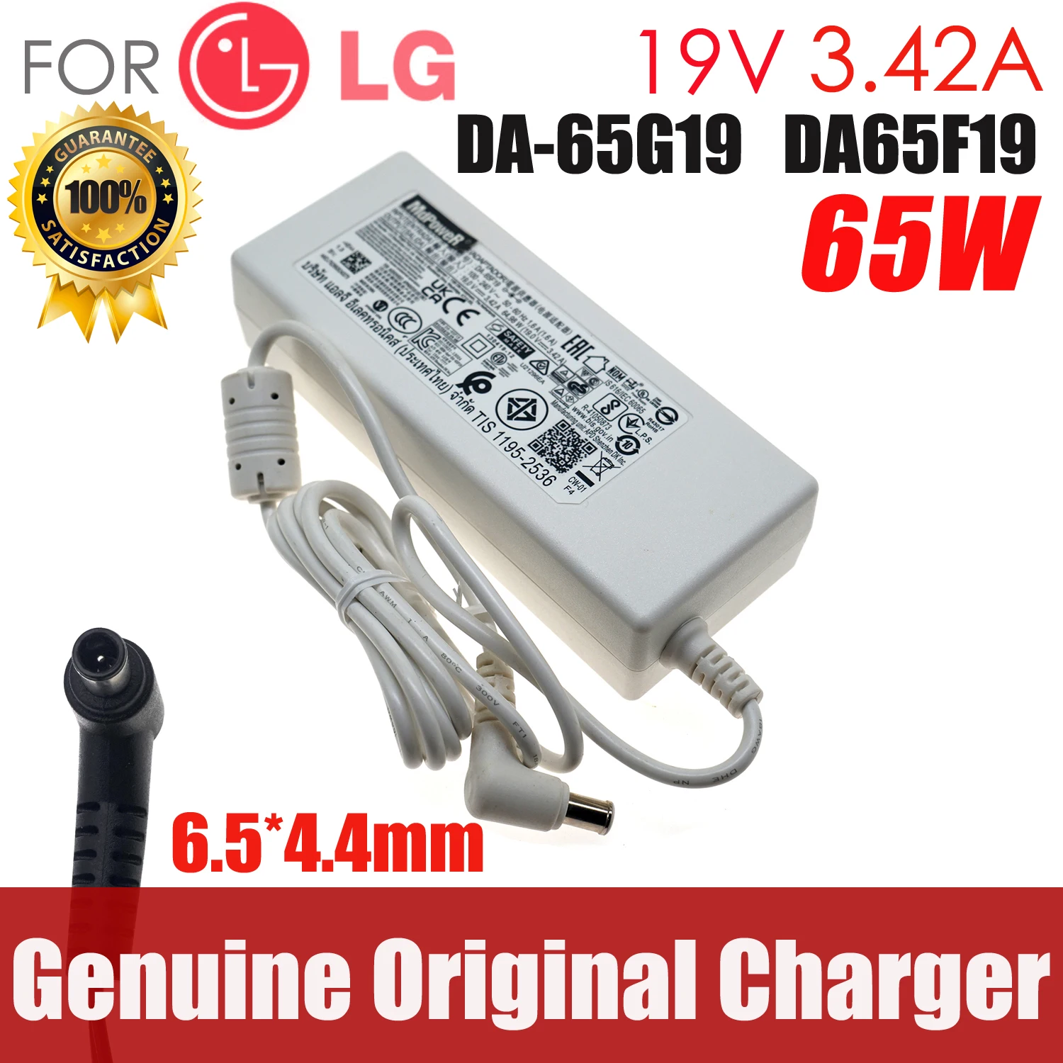 

Original AC DC Adapter Charger for LG LCAP39 DA-65G19 34UM65 25UM65 25UM64 7MP58HQ 27MP58VQ LCAP21A LCAP51 Monitor Power Supply