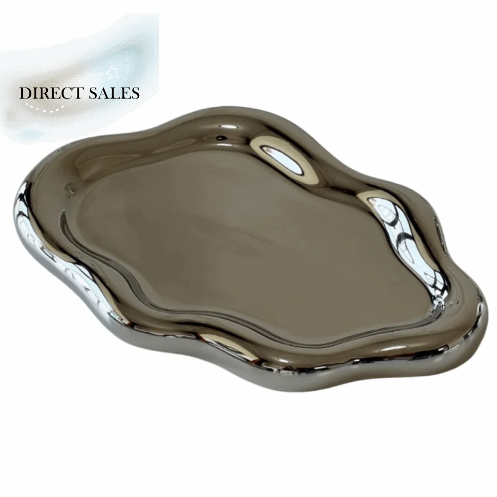 

Керамический лоток для хранения ювелирных изделий INS, легкий роскошный поднос в форме облака, простой декоративный поднос для торта, закусок, десертов, настольные украшения