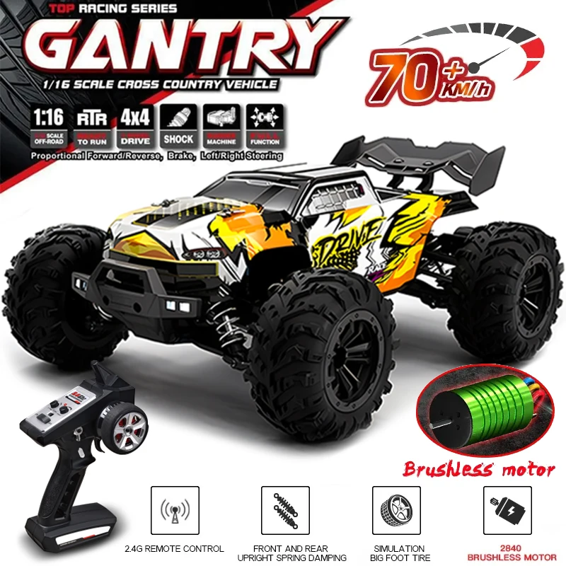 16102PRO Brushless 4WD RC Cars For Adults，1:16 Fast RC Cars With 70KM/H High-Speed Remote Control Car, All Terrain Off-Road Truc