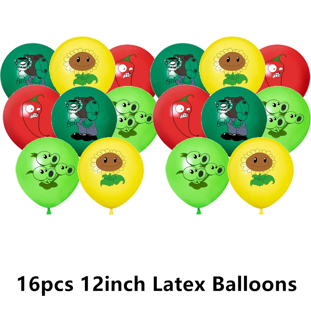 Juego de globos de látex de aluminio Plants vs. Zombies, juego de Decoración de Pastel PVZ, suministros de fiesta, pancarta de feliz cumpleaños, juguetes para niños