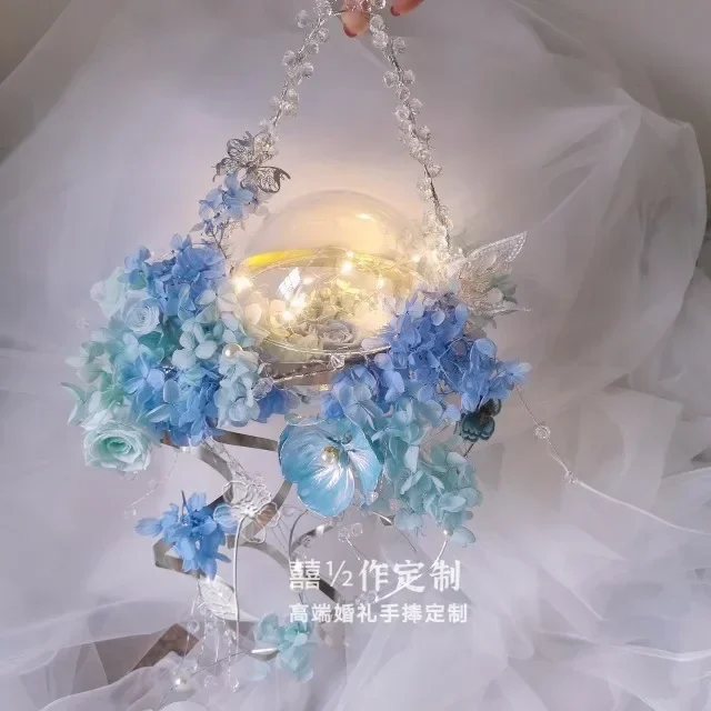 Wedding bride bouquet high-end handmade custom immortal flower night light crystal bouquet