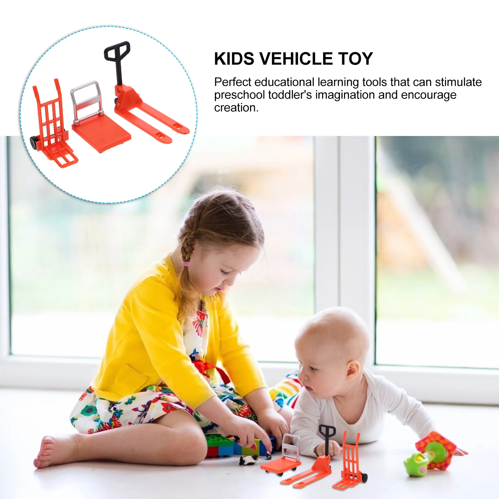 Carretilla elevadora manual en miniatura, juguetes de tráfico para carretera, accesorios para coche, carretilla de ingeniería, herramientas móviles para construcción, automotriz para niños