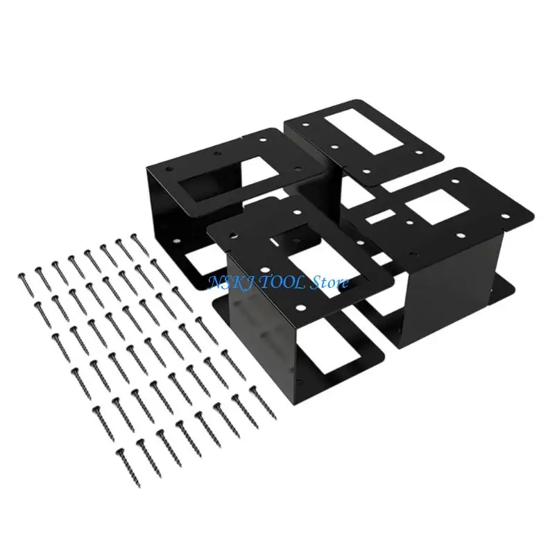 L8RC 4Pcs Firewood Organizers Rack Adjustable Metal Frame Storage Solution Bracket