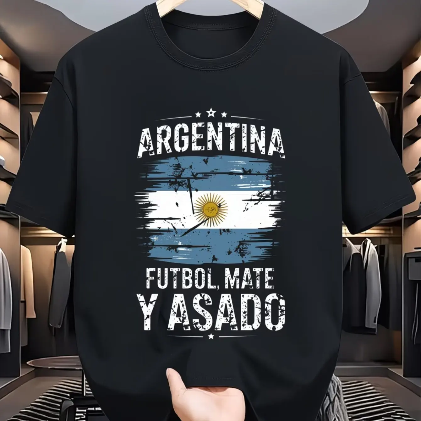 Creative Argentine football culture slogan printed men short-sleeved t-shirt Loose and breathable Daily essential for Argentine