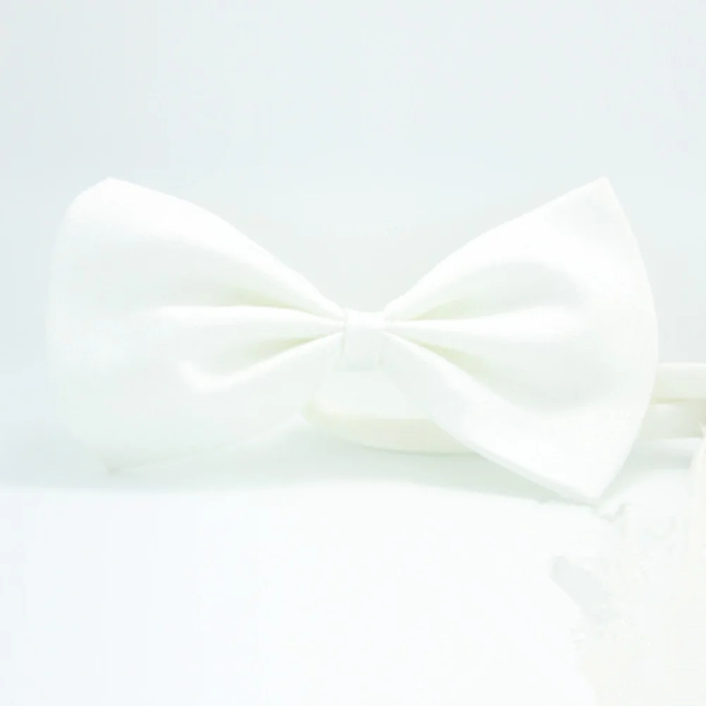 

Pet Dog Puppy Cat Adjustable Bowtie Collar Bowknot Necktie White Polyester Cotton Stylish Neck Decoration for Dogs Cats