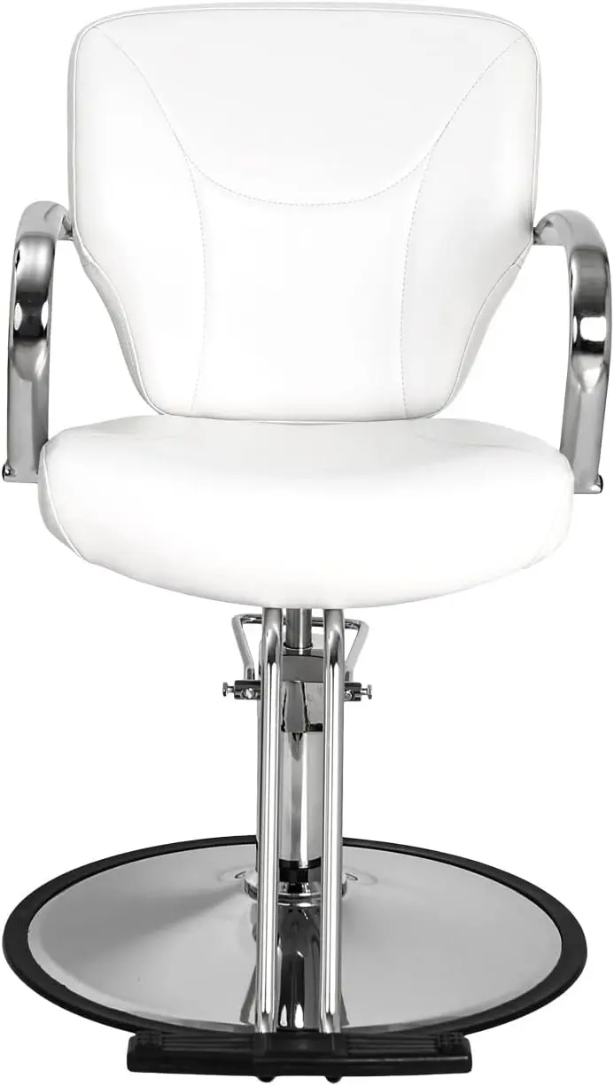 Buy-Rite Arctic Styling Chair For Professional Salons And Spas, Sleek European Modern Design, Chrome Armrests, T-Shaped