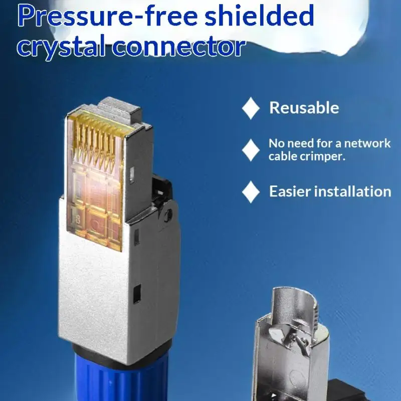 NEW 1Pc RJ45 CAT8 CAT7 CAT6A CAT6 Toolless Ethernet Cable Connector Shielded Network Cable Plug For 22~26AWG STP Lan Cable