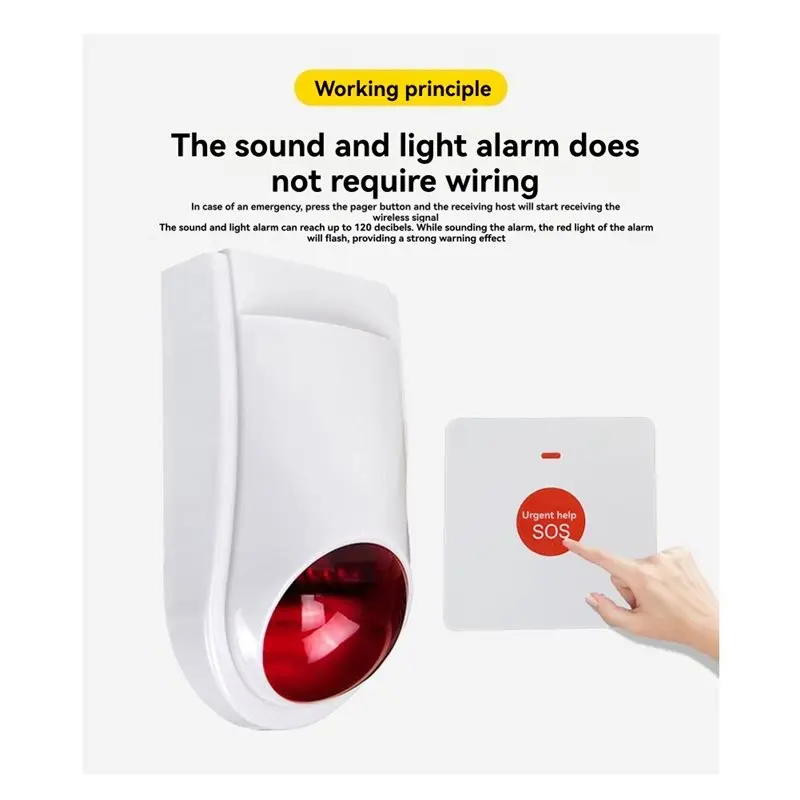 【NÄHRLICHHEIT】 Notfall-SOS-One-Click-Wireless-Rufgerät für behinderte Personen, Toilettenzugriffsalarm, hilft akustischer visueller Alarm