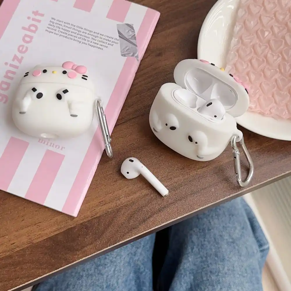 جراب سماعة أذن شخصية كرتونية لطيف لأجهزة AirPods ، سيليكون ناعم ، غطاء حماية ضد السقوط ، مرحبا كيتي ، صندوق الشحن الساخن ، 1 ، 2 ، 3 Pro