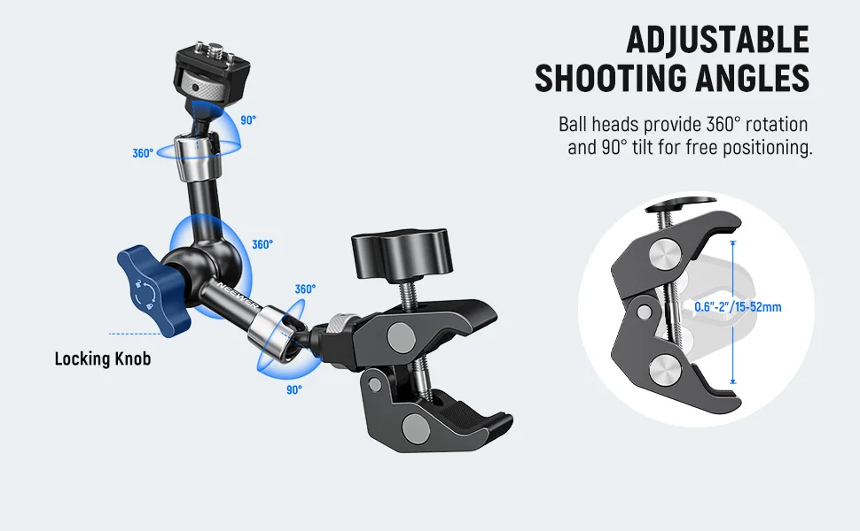 NEEWER 7" Gelenk-Magic-Arm-Klemmhalterung mit Super-Clamp-Kamera-Monitorhalterung für DSLR-Action-Kamera für SmallRig Cage – Detail 3