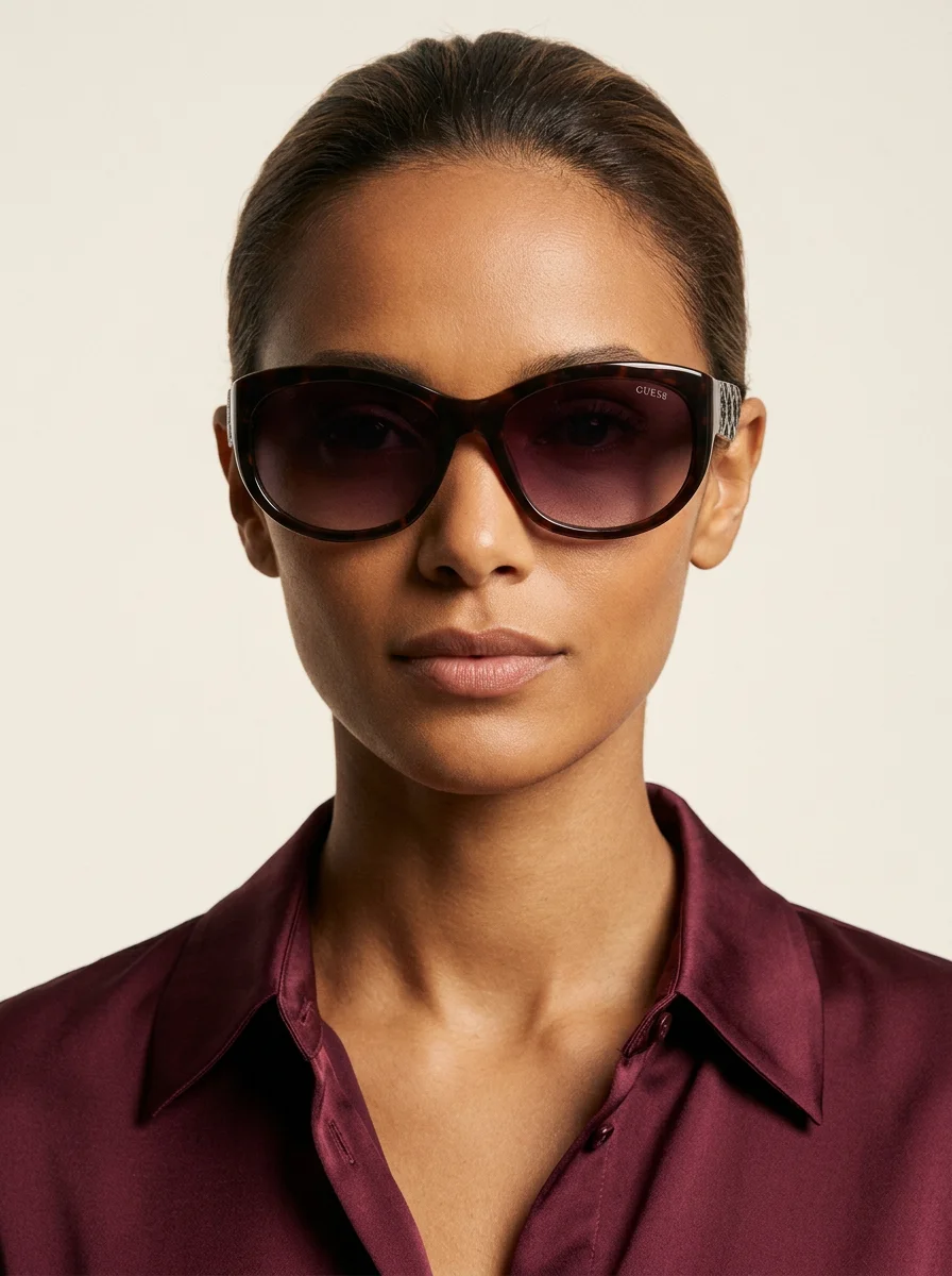 Guess Women's Sunglasses Oversized Brown Havana UV400 Protection Gradient Lens 88921450821 Summer Beach Bold Statement Fashion