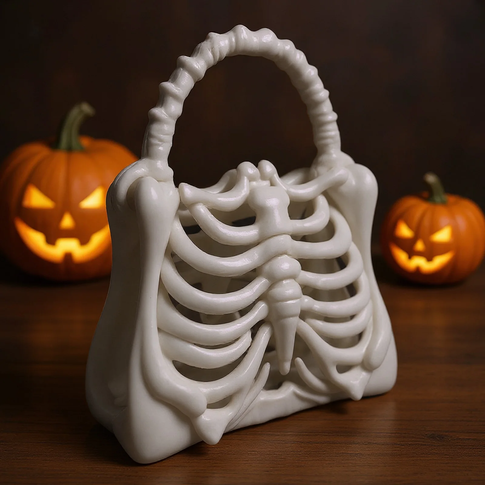 

Сумочка со скелетом с 3D принтом, готический кошелек в форме ребра, уникальный клатч для вечеринки в честь Хэллоуина, подарок для женщин