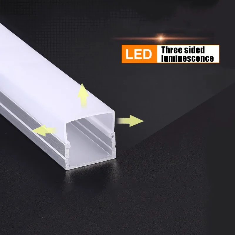 Cabinet Light Led Aluminum Profile Channel Diffuser Three Surface Mounted U-Shaped Sided Luminous Hard Strip Long Line Light