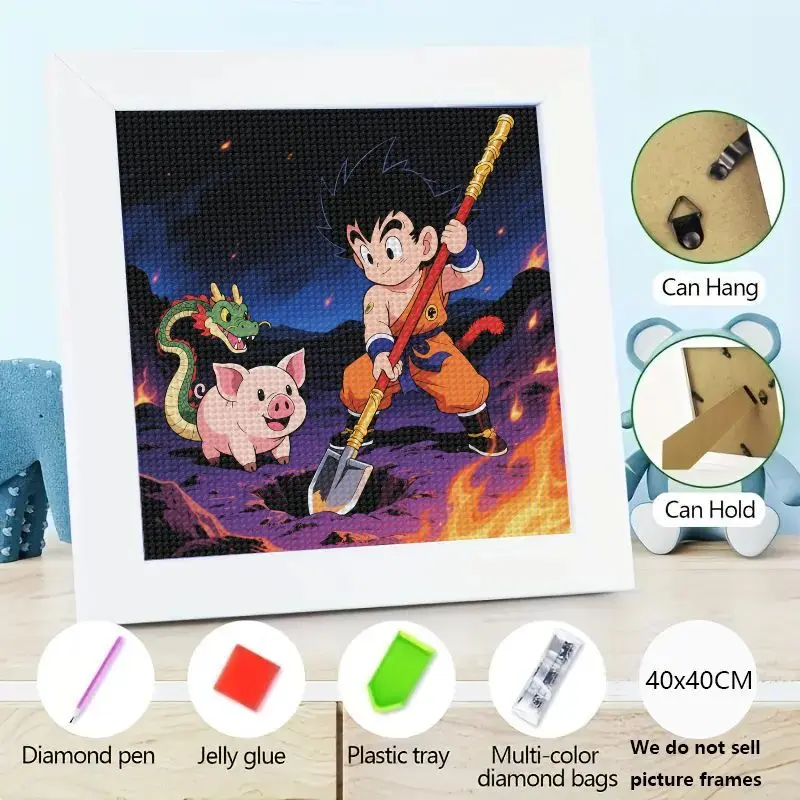 

1PC Dragon Ball Son Goku Young Goku Diamond Painting Kit, DIY 5D Full Drill Anime Cartoon Diamond Art Cross Stitch Embroidery Ho