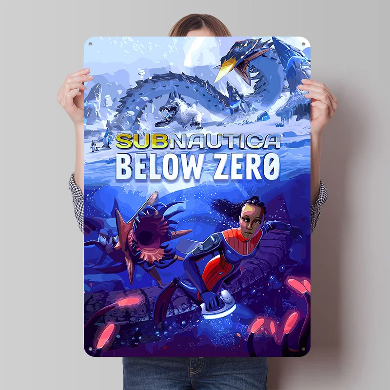 Subnautica Below Zero Spielkunstdruck Poster Maßgefertigte Retro Wandkunst Vintage Metallschilder für Männerhöhle Bürodekoration Haus