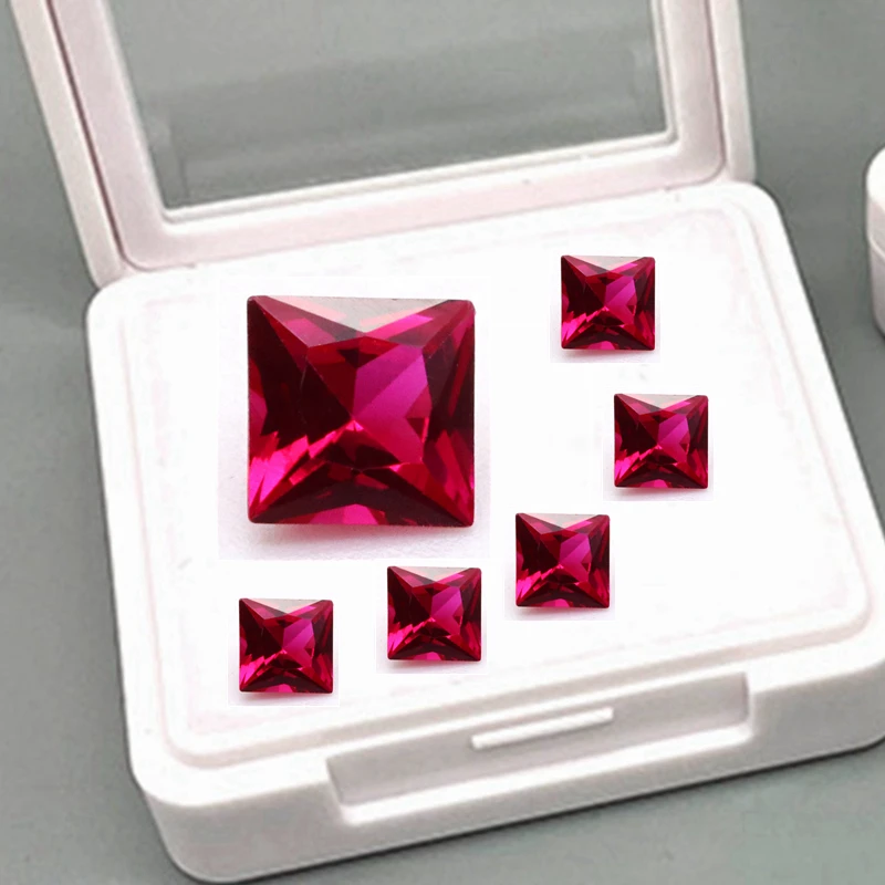 Pretty Ruby Princess Cut Loose Stone Mohs Hardness Gemstones for Jewelry Making/Collection/Display/Gift Precious Stones Boxed