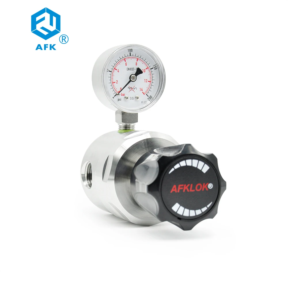 Air Ar NH3 HCL He H2 N2 O2 CO2 Gas Pressure Regulator Single Gauge Single Stage Stainless Steel 316 Pressure Regulator  200psi