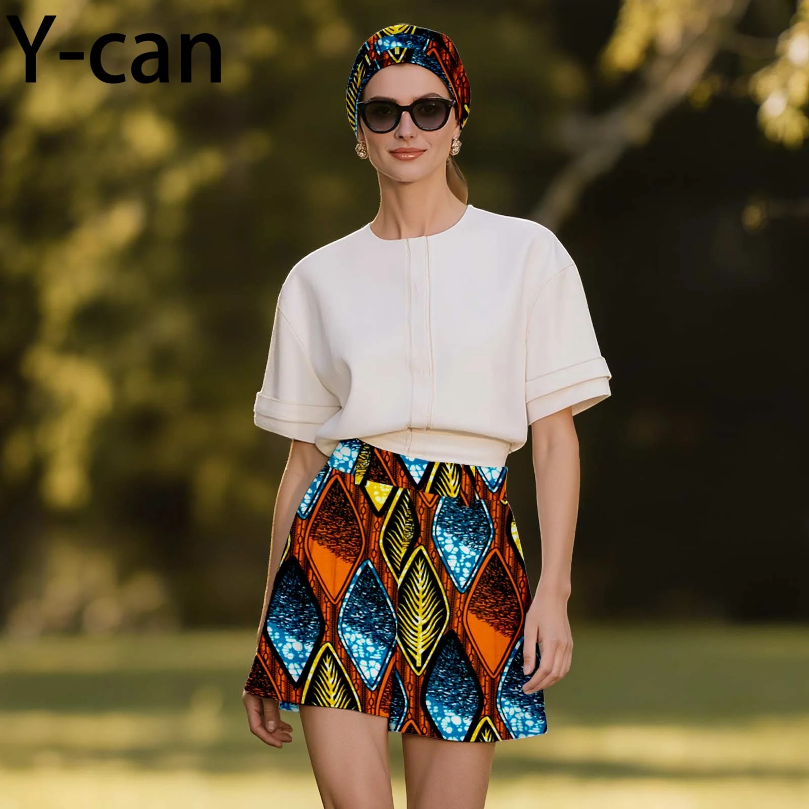 

African Women's Dashiki Ankara Shorts Set with Headscarf Sexy Beach Wear for Daily Party Wedding 2621005