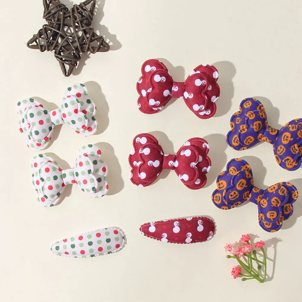 Pinces à cheveux avec nœud pour enfants, Barrettes en coton pour filles, cadeau mignon, épingle à cheveux en tissu à carreaux BB, couvre-chef, accessoires pour cheveux de bébé, 4 pièces/ensemble