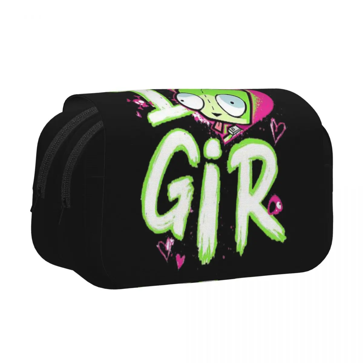 Invader Zim Valentine's Day I Love GIR Pencil Cases Pencil Pouch Hard Shell Leather Large Storage Pen Box Pencil Bag