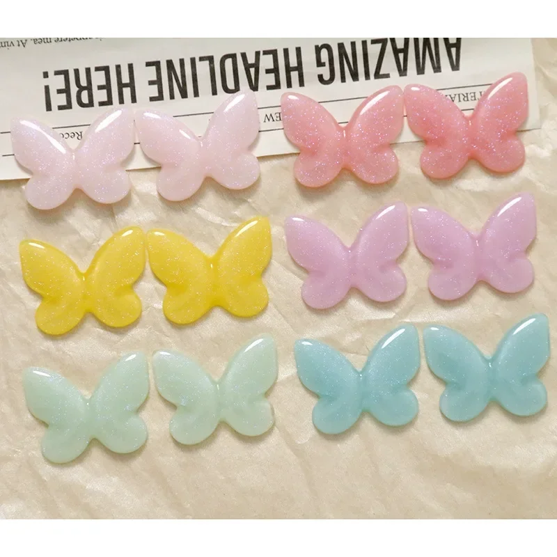 5pcs Japanese sweet glitter fairy butterfly flatback cabochon resin accessories diy craft hair accessories material