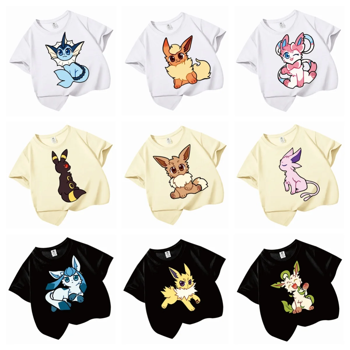 

Glaceon Eevee Jolteon Umbreon Sylveon Vaporeon Summer New Fashion Pure Cotton Tops T-Shirt Anime Cute Self-Made Classics Gift