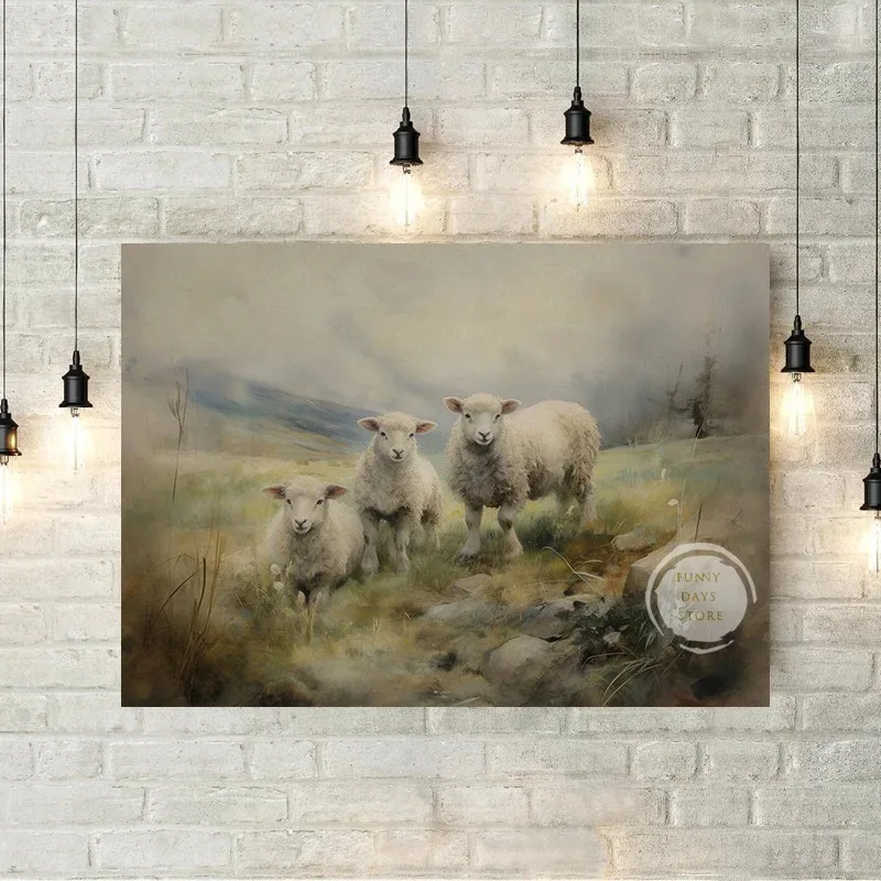 الظلام أكاديمية الثعلب الأرنب سوان الغزلان الذئب الأغنام السنجاب الحصان المشارك يطبع الحيوان حائط لوح رسم الفن غرفة المعيشة ديكور المنزل #4