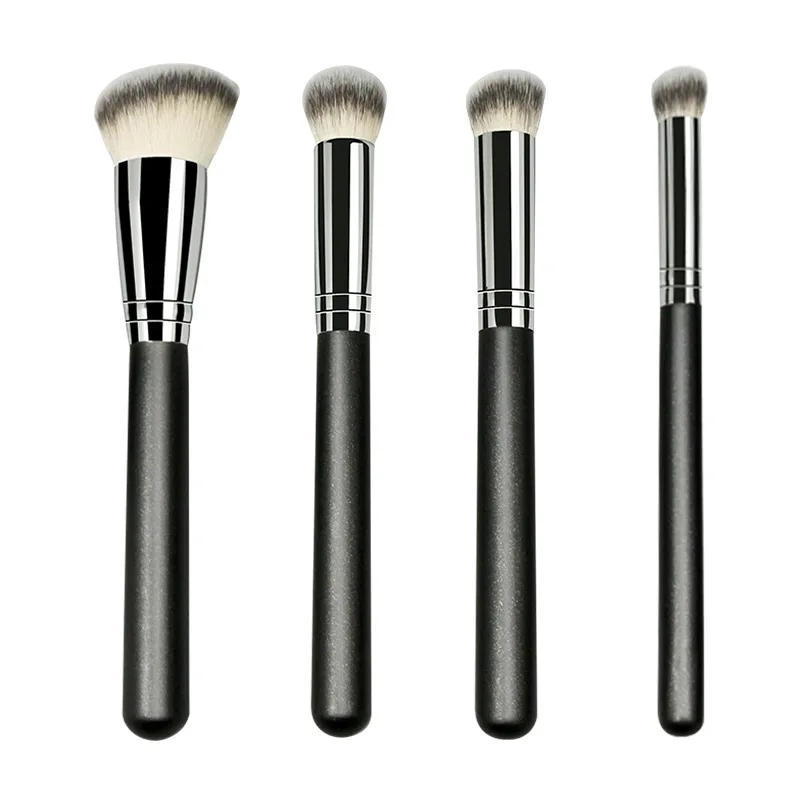 Tige de brosse anti-cernes en Tube d'aluminium épais, avec manche en bois, s'adapte à la peau sans perdre les cheveux, brosse cosmétique Portable, 1 pièce