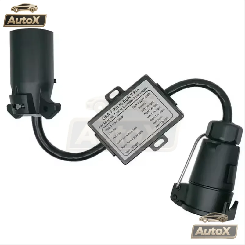 

Auto X Trailer Light Connector USA To EU Truck Lamp Converter US 7-Way Blade Socket To Euro 7-Pin Round Plug Adapter