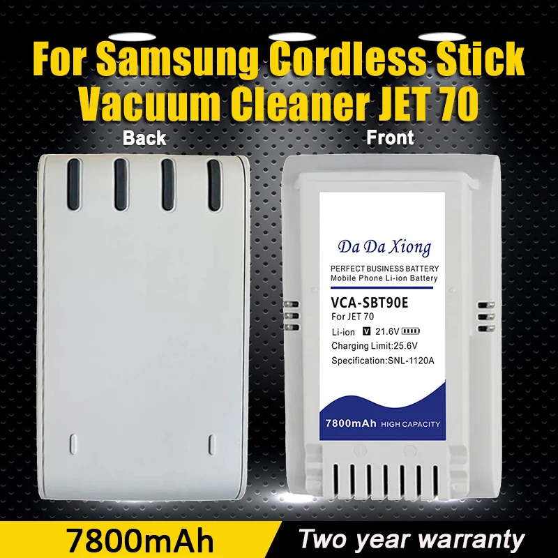 

Сменные аккумуляторы для пылесосов Samsung VCA-SBT90E, подходят для Samsung Jet 90E Pet, 70 Turbo, 70 Pro, 70 Complete.