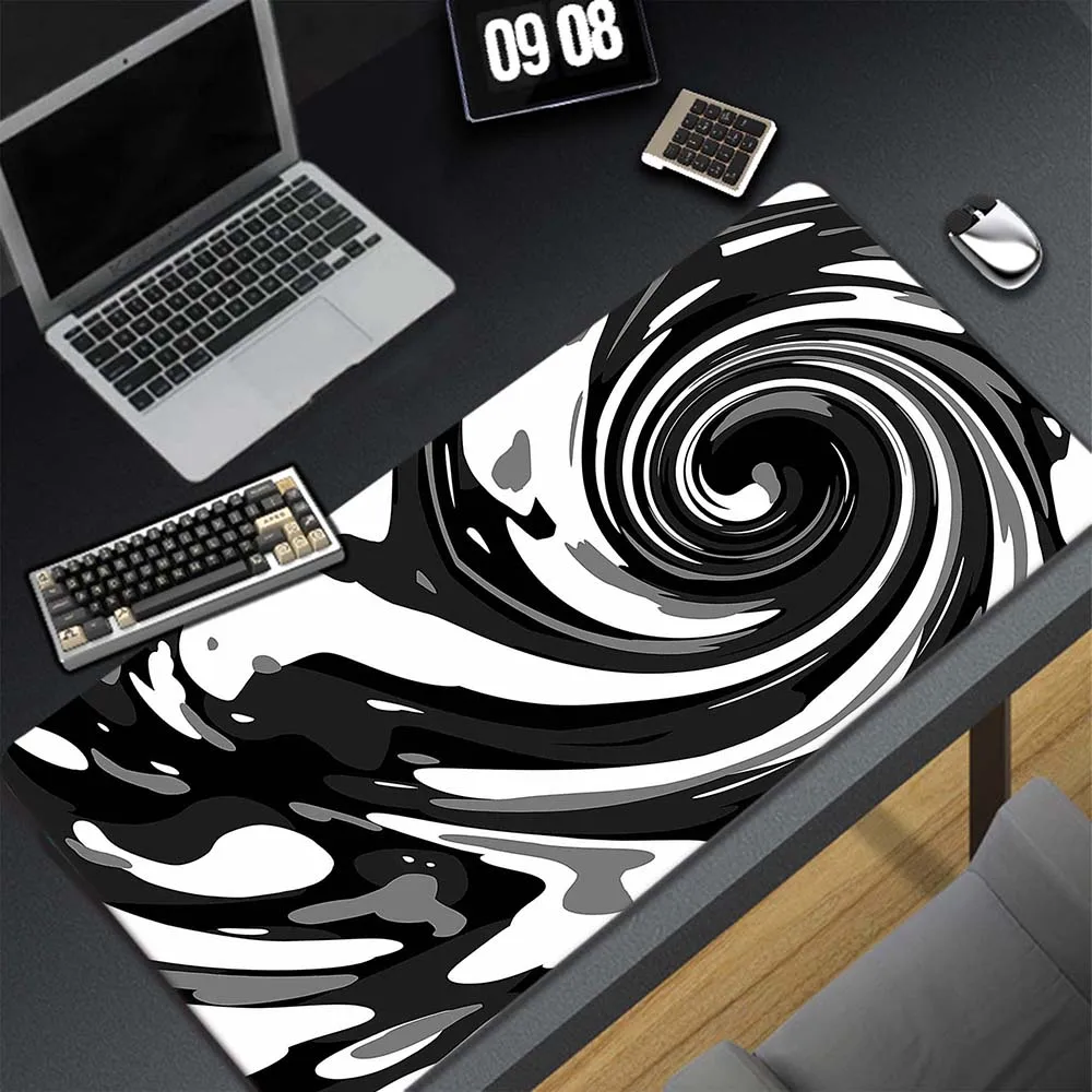 Imagem -02 - Mousepad Macio do Jogo Minimalista Preto e Branco Mousemat do pc Almofadas de Borracha Antiderrapantes Tapete Grande da Mesa Almofadas do Teclado Xxxl 90x40cm