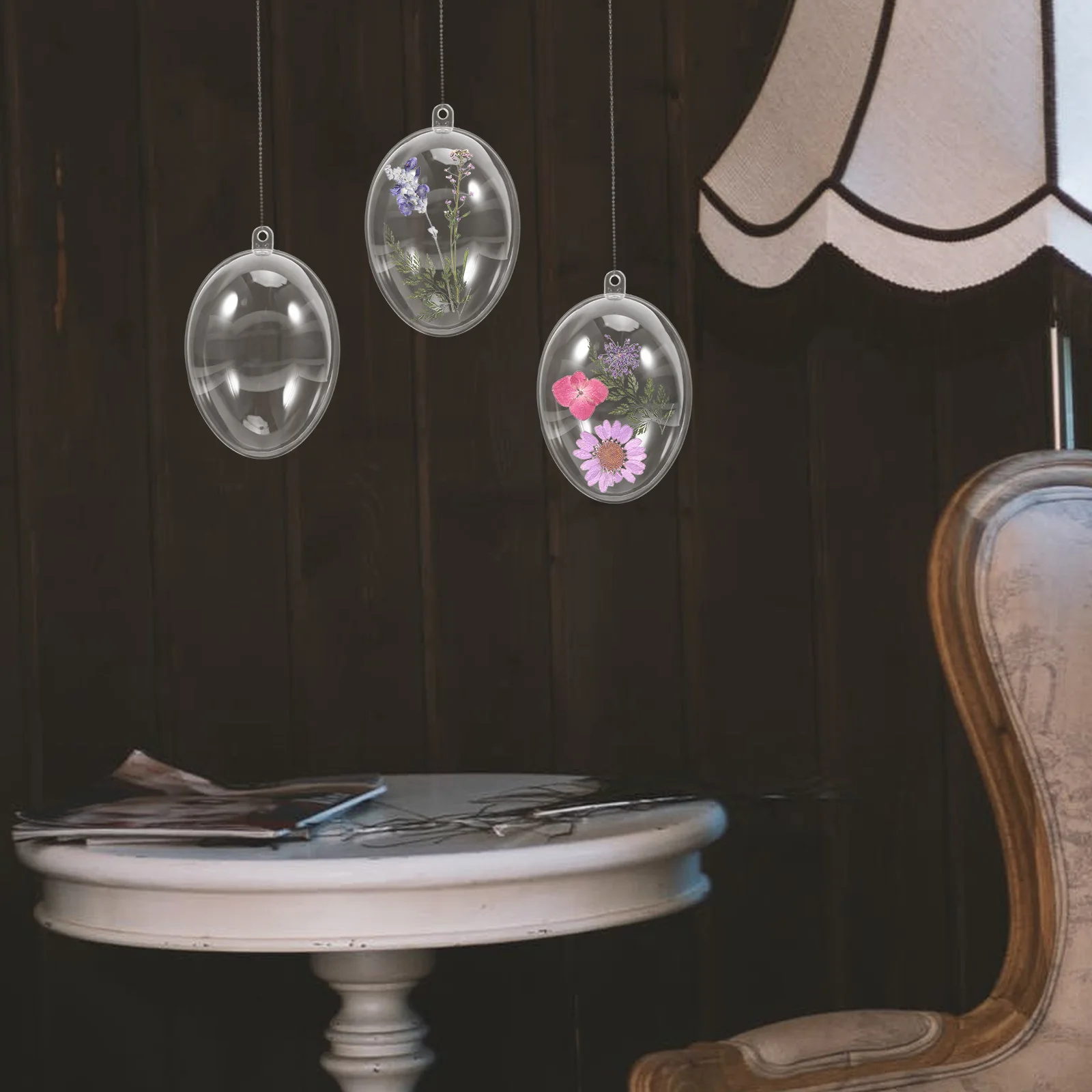 

10 Pcs Everlasting Flower Hanging Ornaments Acrylic Clear Fillable Balls