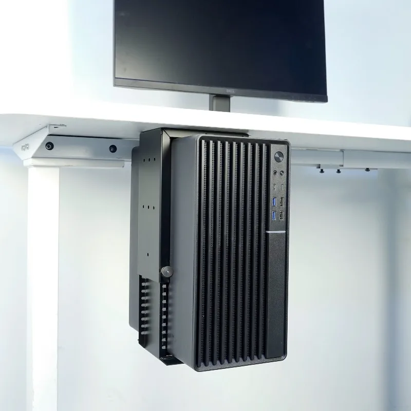 Space Saving PC Case Mount - Adjustable Under Desk/Wall Bracket for Medium Computer Chassis, Easy Installation