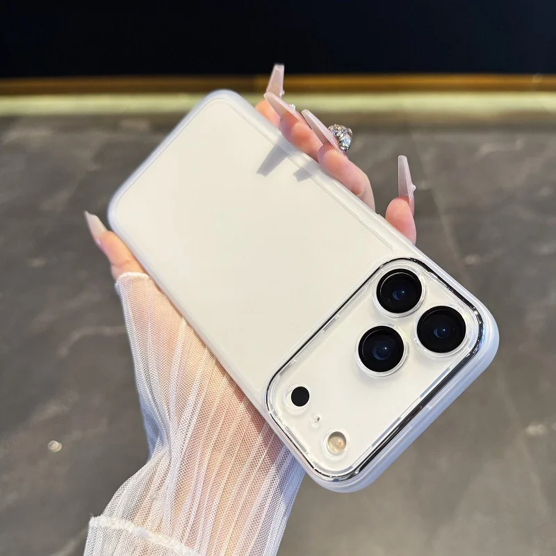 سيليكون بسيط وشفاف، مناسب لحافظات هاتف iPhone17، وإطار جديد مطلي بالكهرباء، وحافظة واقية راقية