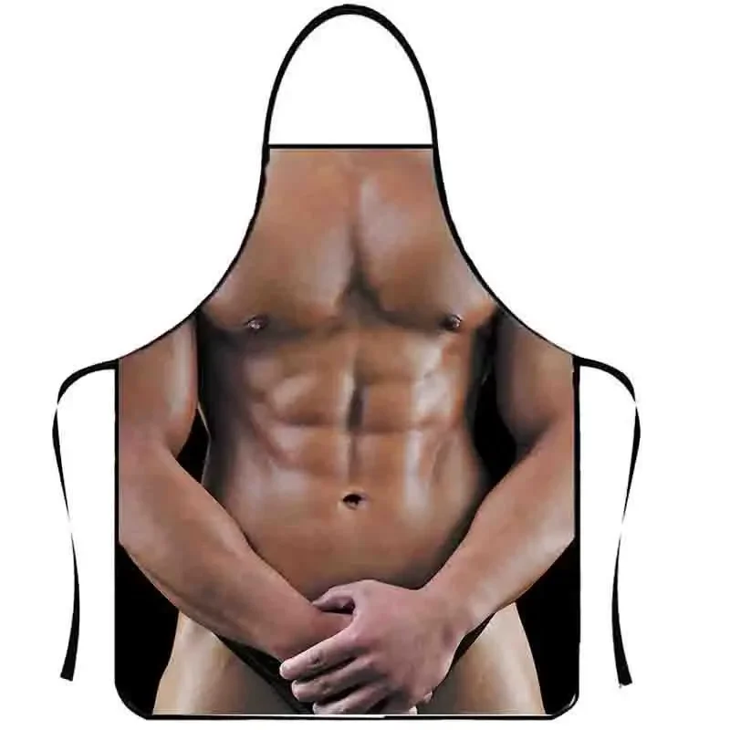 80*60cm Bikini Muscle Mens Apron Novel And Interesting Shows Creativity Special Unique Supplies Home Cleaning Tools Apron