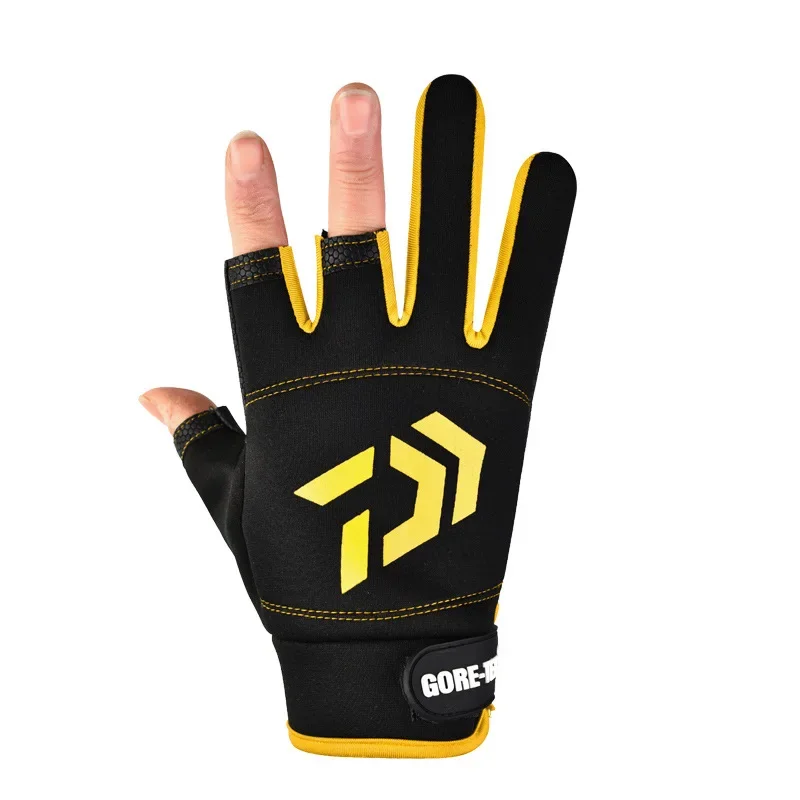 Guanti da pesca da uomo Guanti protettivi da pesca antiscivolo per esterni Guanti mezze dita sportivi con taglio a tre dita Pesca impermeabile