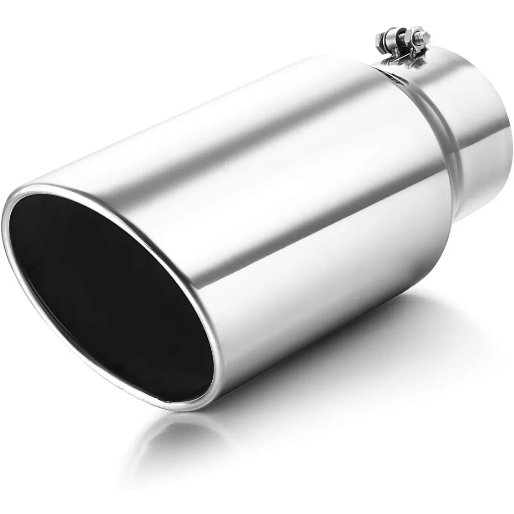 

Exhaust Tip 5" Inlet to 7" Outlet, 15" Overall Length Polished Exhaust Tailpipe Tip, Bolt On Design Easy Installation