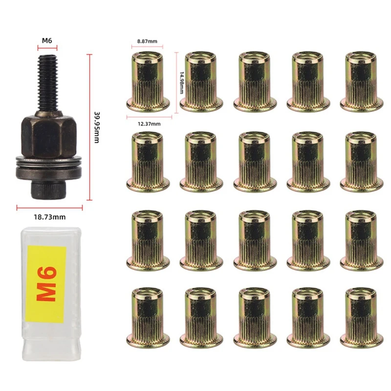 Didi 21 peças ferramentas de porca de rebite mão porca de rebite instalação simples rebitador manual para ferramentas de rebites para porcas