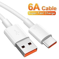 6A Type C USB Cable Fast Charging For Huawei P40 Pro P30 66W Wired Charger Data Cord