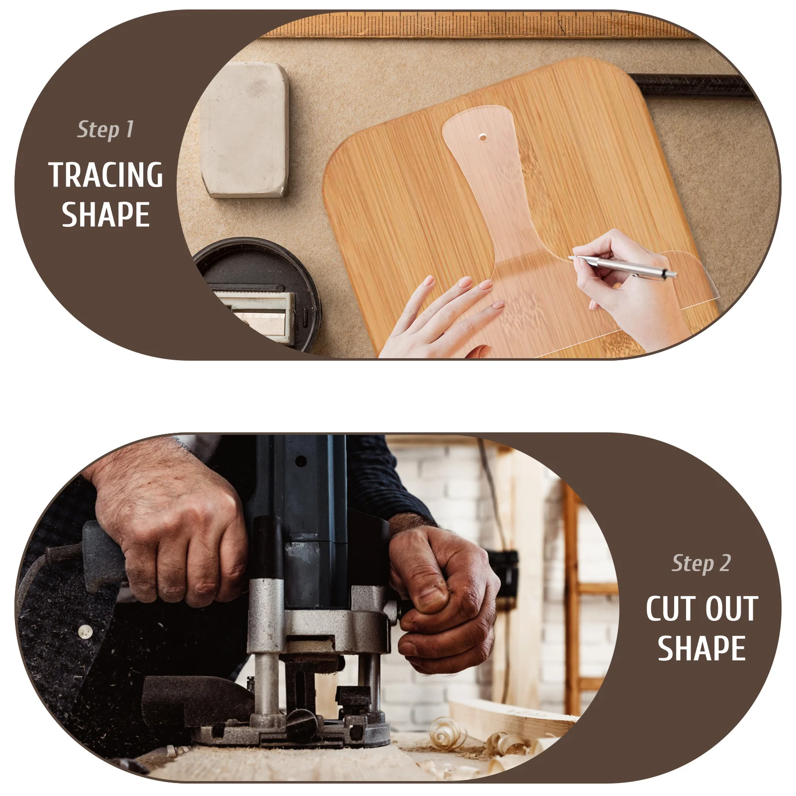 

1pcs Acrylic Charcuterie Handle Template Clear Cutting Board Making Stencil Reusable Woodworking Tool Kitchen Gadgets Tracing